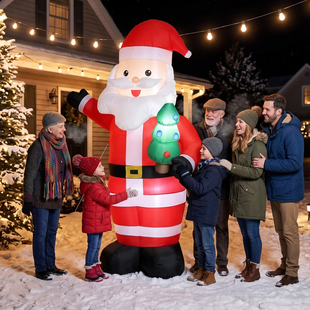 Père de Noël Gonflable de 243 cm avec Lumières LED