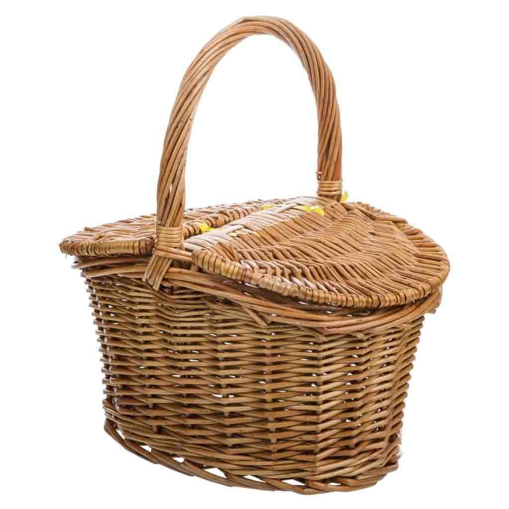 Cesto in vimini marrone con coperchio 25x17x13/27h