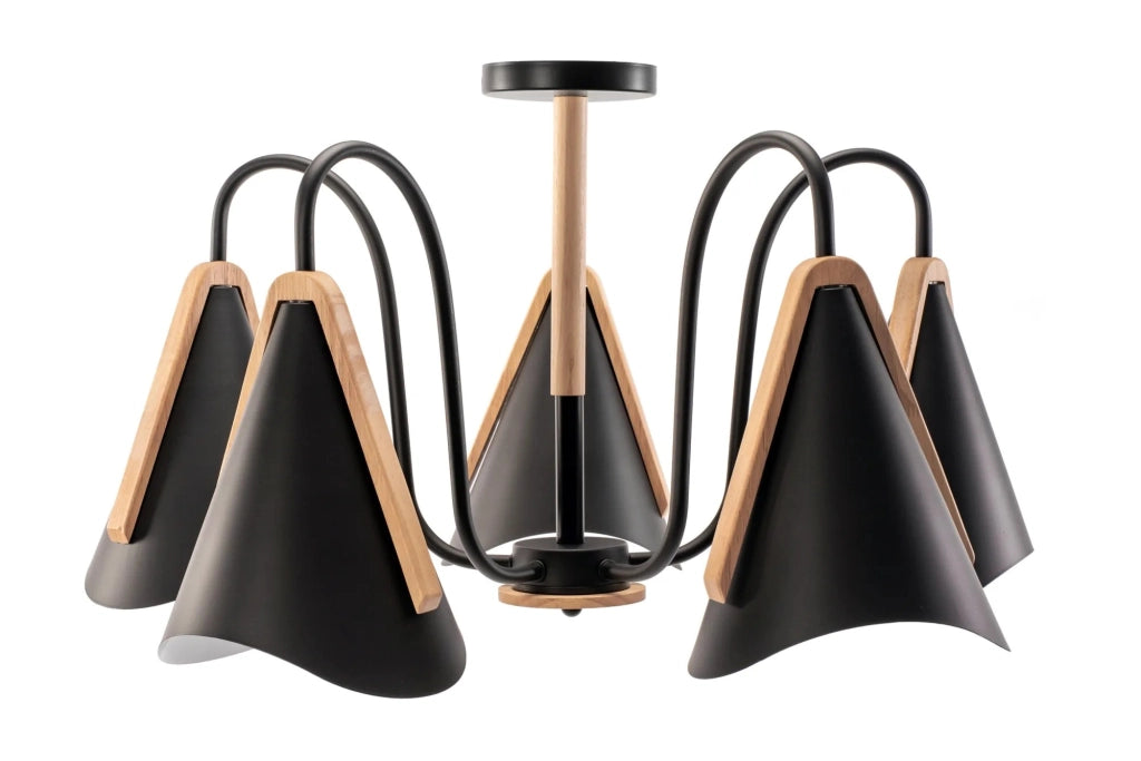 Plafoniera Scandinava A Cinque Bracci APP607-5C Nera