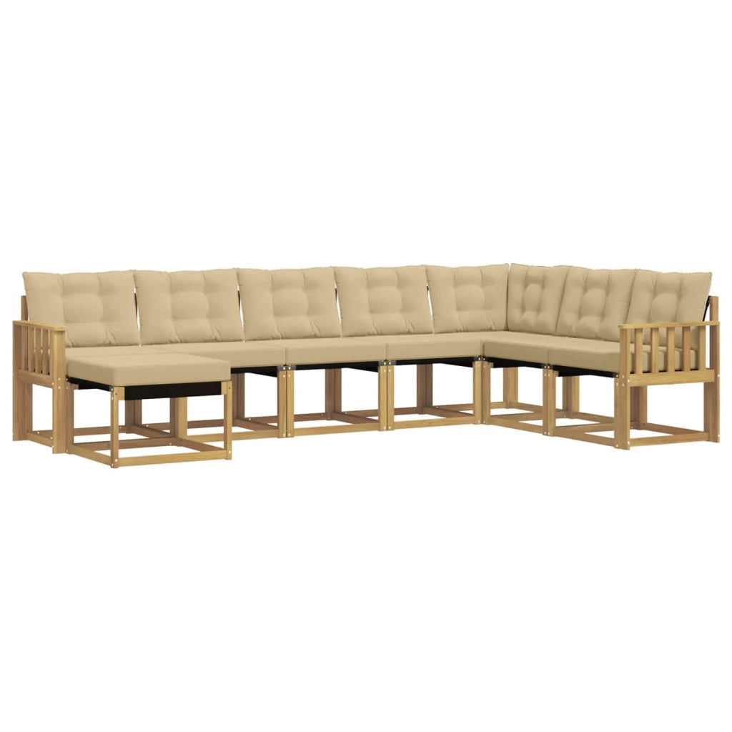 Set di divani da esterno con cuscino 8 pcs Bianco e Beige 3389763