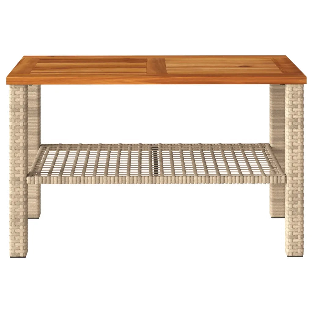 Tavolo da Giardino Beige 70x38x42 cm Polyrattan e Legno Acacia 366272