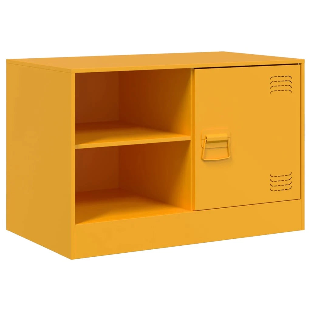 Mobile TV multimediale scaffale TV credenza TV sala da pranzo soggiorno camera da letto giallo senape 67 x 39 x 44 cm acciaio giallo 02_0027662