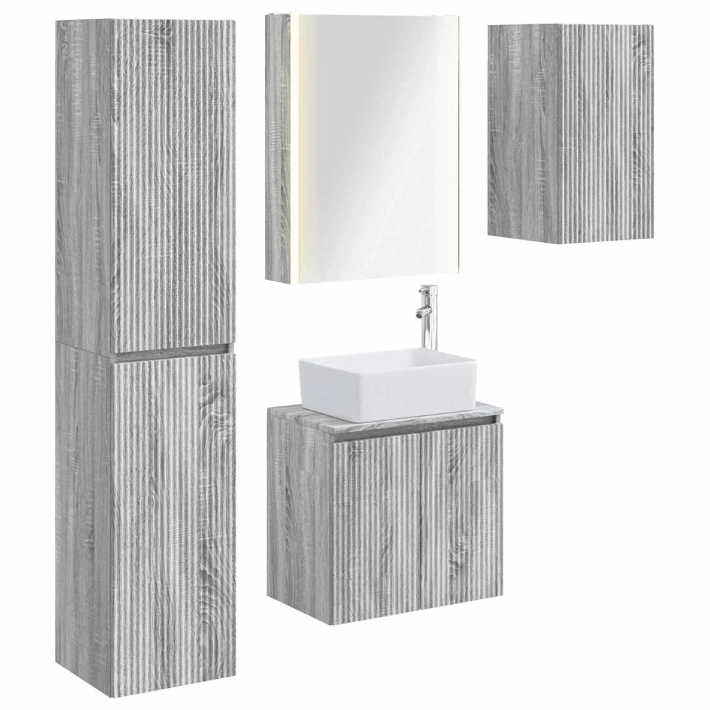Set di Armadi da Bagno 5 pcs Sonoma grigio 53 x 15,5 x 70 cm 3407332