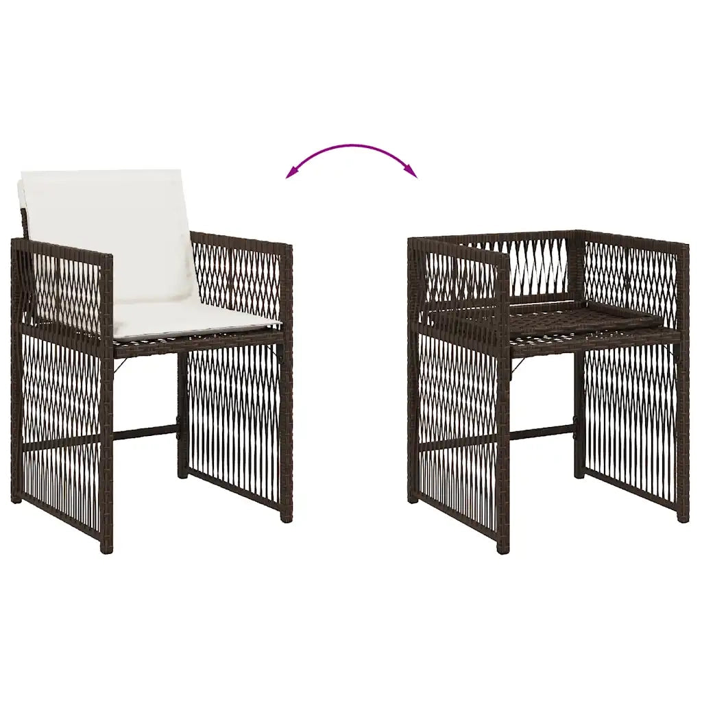 Sedie da Giardino con Cuscini 4 pz Marroni in Polyrattan 365037