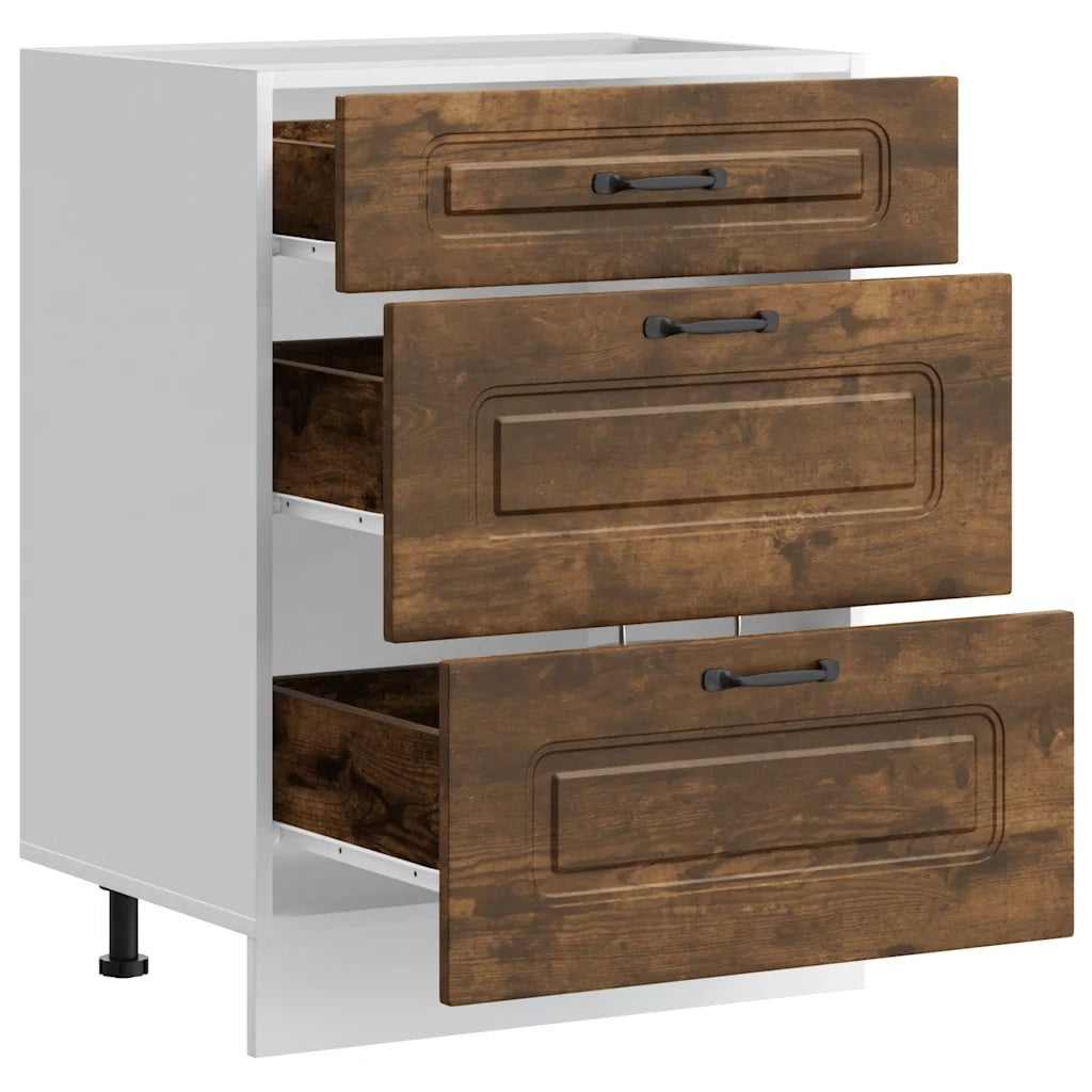 Base da Cucina Kalmar Rovere Fumo in Legno Multistrato 854284