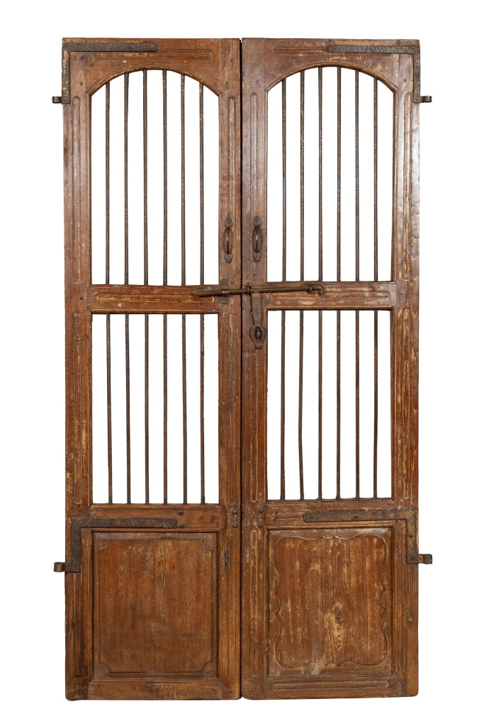 Biscottini Porta portone in legno massello e ferro da interno o da esterno vecchia e antica medievale scorrevole
