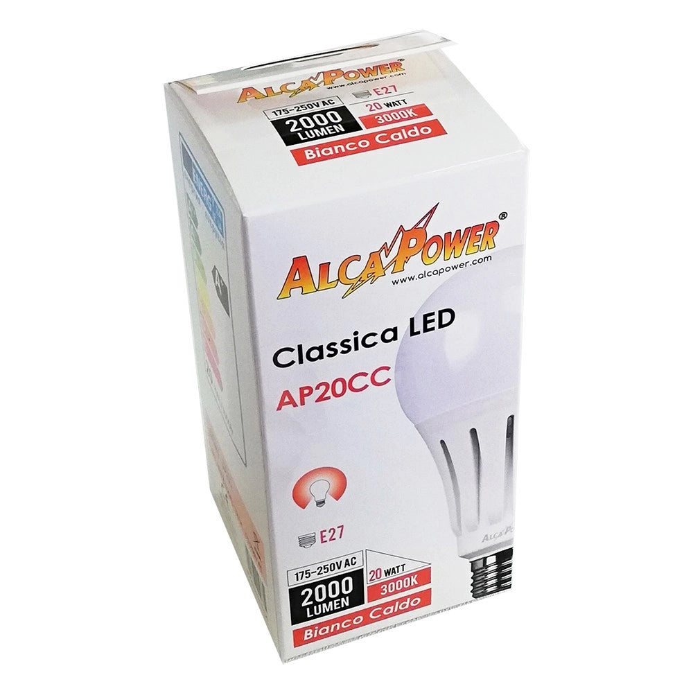 Alca power a70 20w 220v 2000lm e27 lampada classica a led, scegli il tipo di luce  bianco naturale