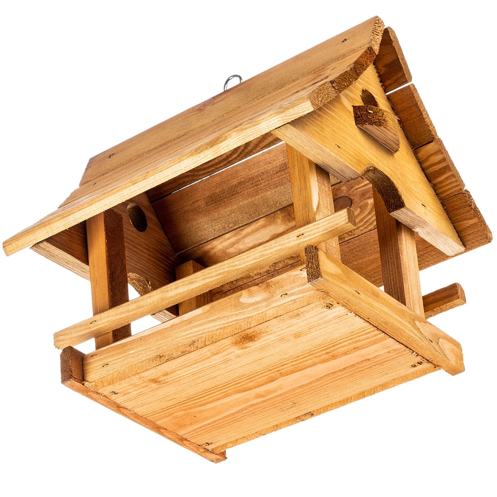 KADAX Grande mangiatoia per uccelli in legno da appendere, decorazione da giardino.