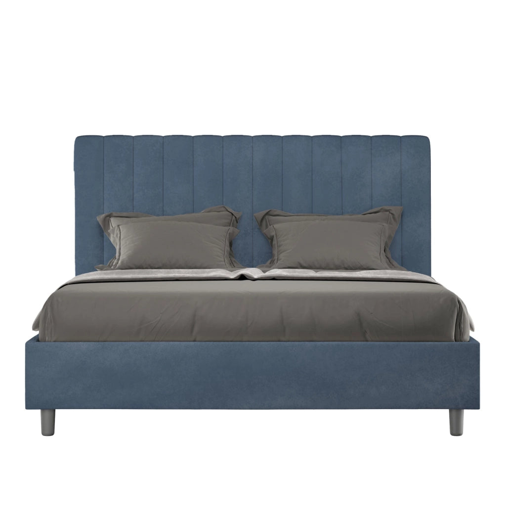 Letto Matrimoniale 160x210 cm con Rete Agueda Blu