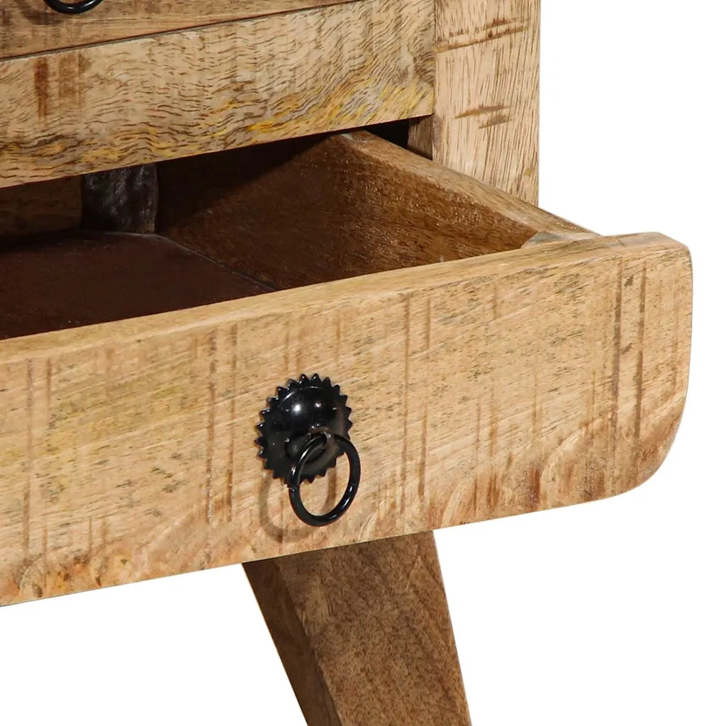 Comodino-Tavolino da notte 37x32x50 cm in Legno Massello di Mango Grezzo