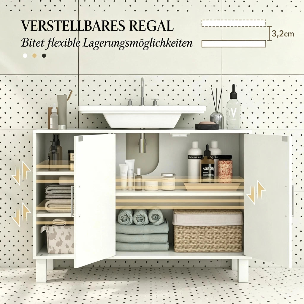 MOBILE SOTTOLAVABO 90 x 30 x 63 cm Crema MDF e pannello truciolare