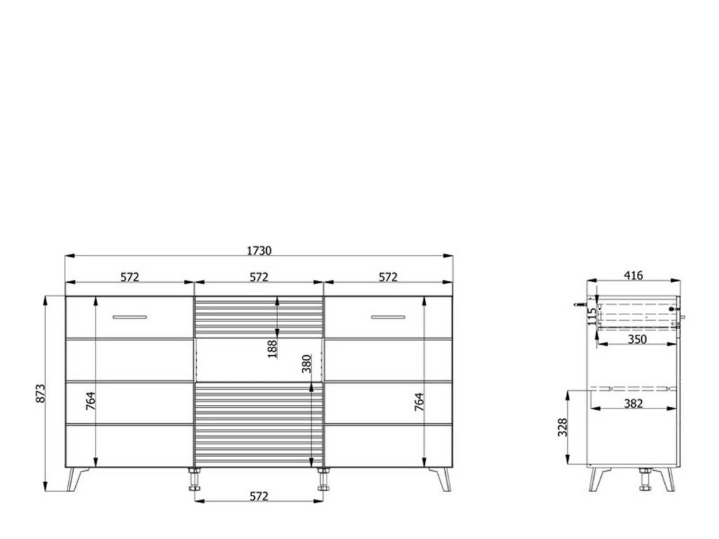 Madia Morlupo, Credenza un Cassetto, 173x41.5x87.5h cm Bianco
