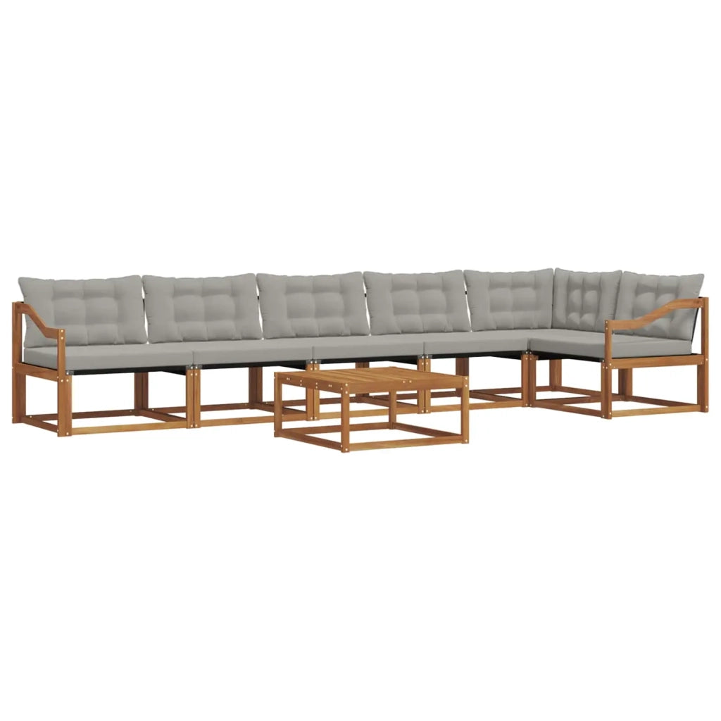 Set di divani da esterno 7 pcs Grigio Naturale e Chiaro