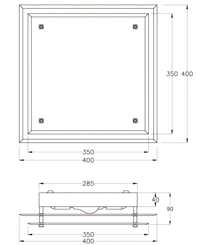 Maggie Plafoniera quadrata in metallo e vetro bianco per illuminazione d'interni, compatibile Smart Luce, attacco E27 2x 60W, 400x400x90mm