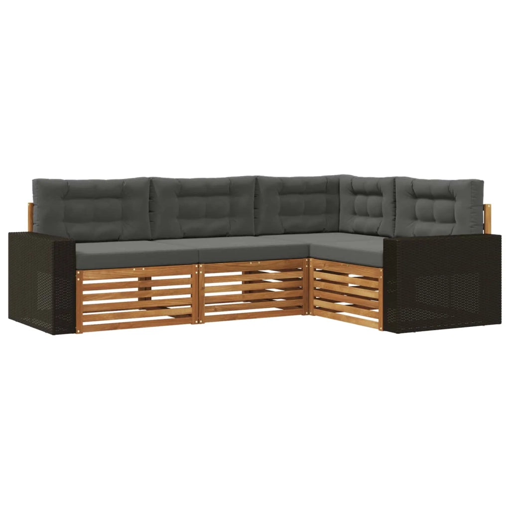 Set di divani da esterno 4 pz Naturale e Antracite Poliestere 3383305