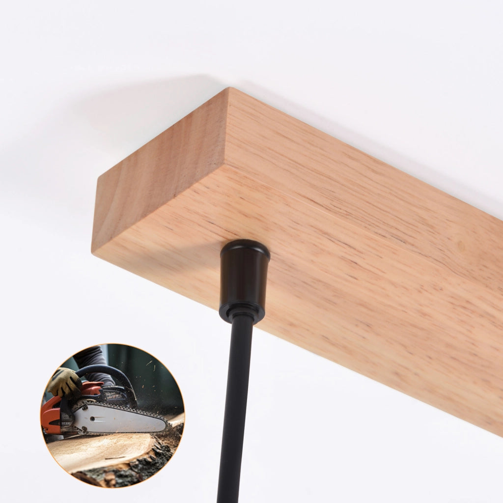 Lampada a sospensione ZMH vintage in legno per tavolo da pranzo 3 luci E27 lampada da sala da pranzo industriale