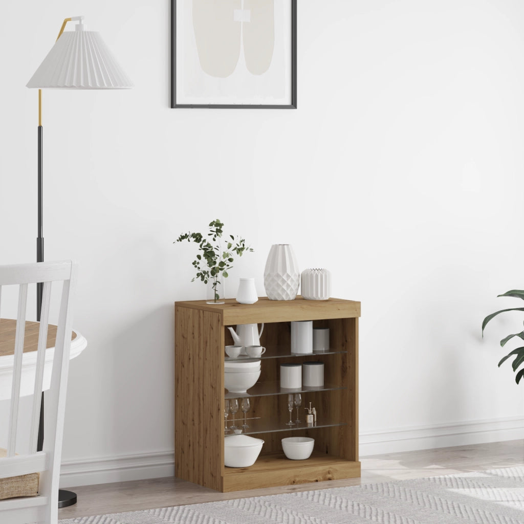 Sideboard  con luci LED Rovere Artigianale 60,5x37x67 cm