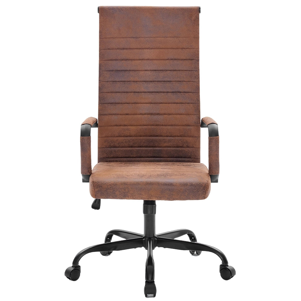 Sedia da Ufficio in Simil Pelle Industrial Poltrona Scrivania Girevole Base Nera