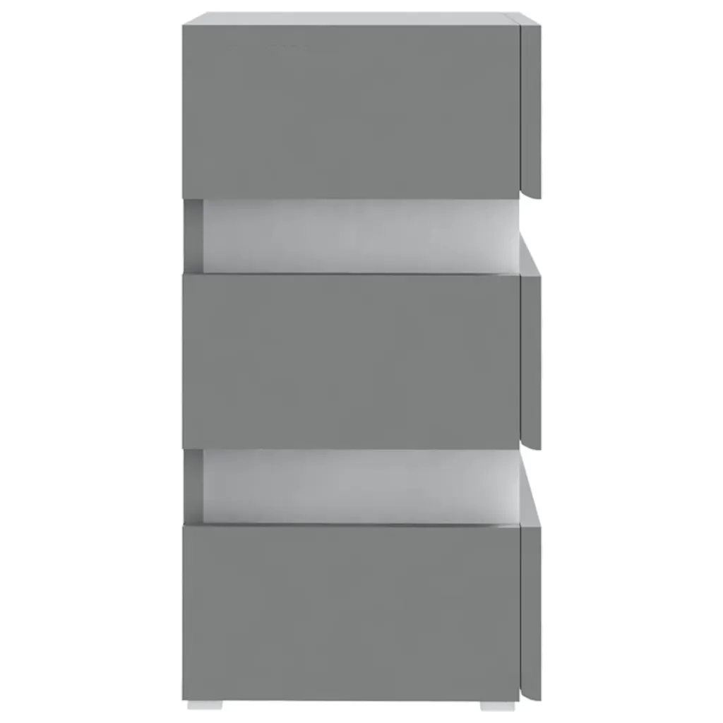 Comodino Grigio con Luci LED 45x35x67 cm in Truciolato cod mxl 58624