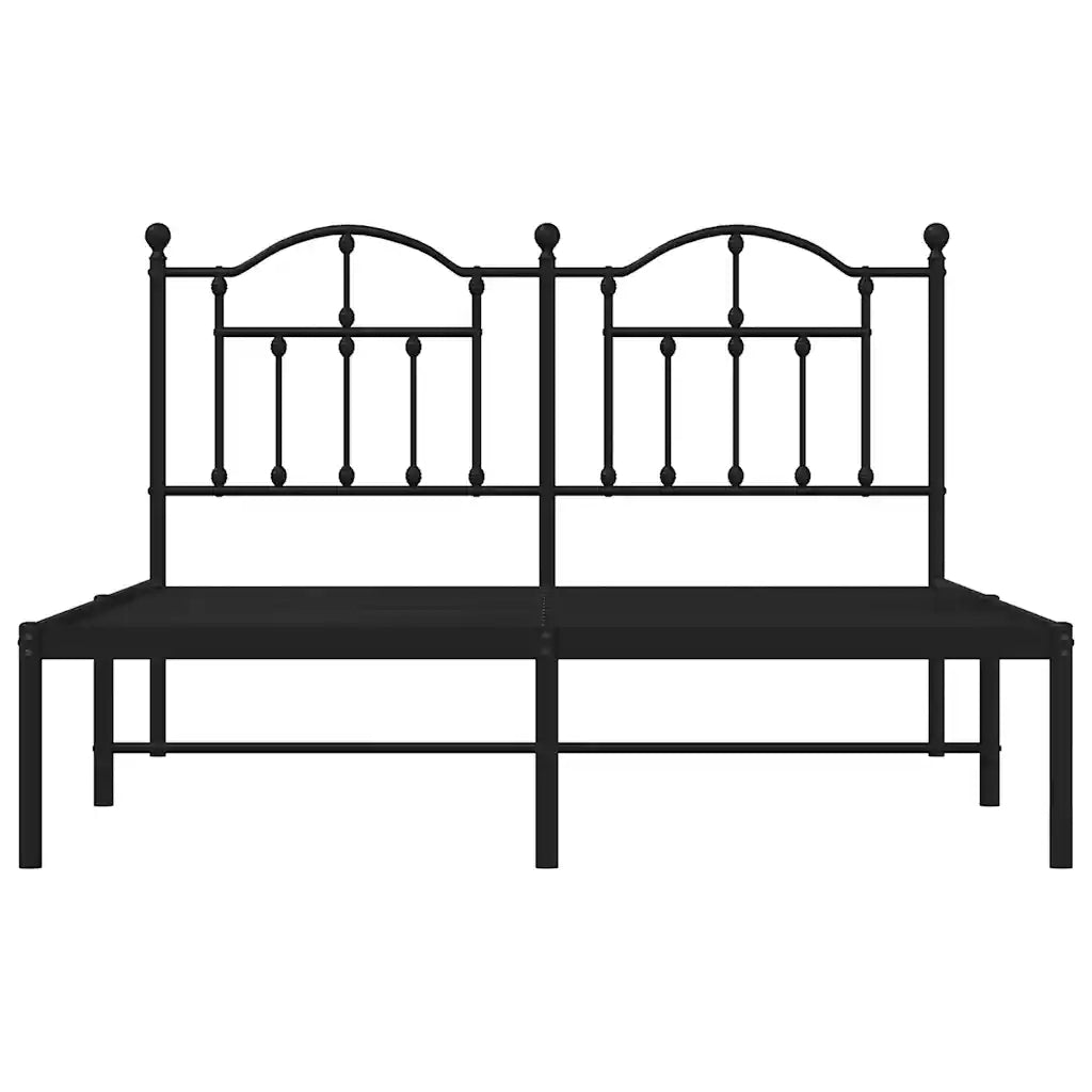 Giroletto con Testiera-Struttura Letto con testiera in Metallo Nero 140x190 cm 160976