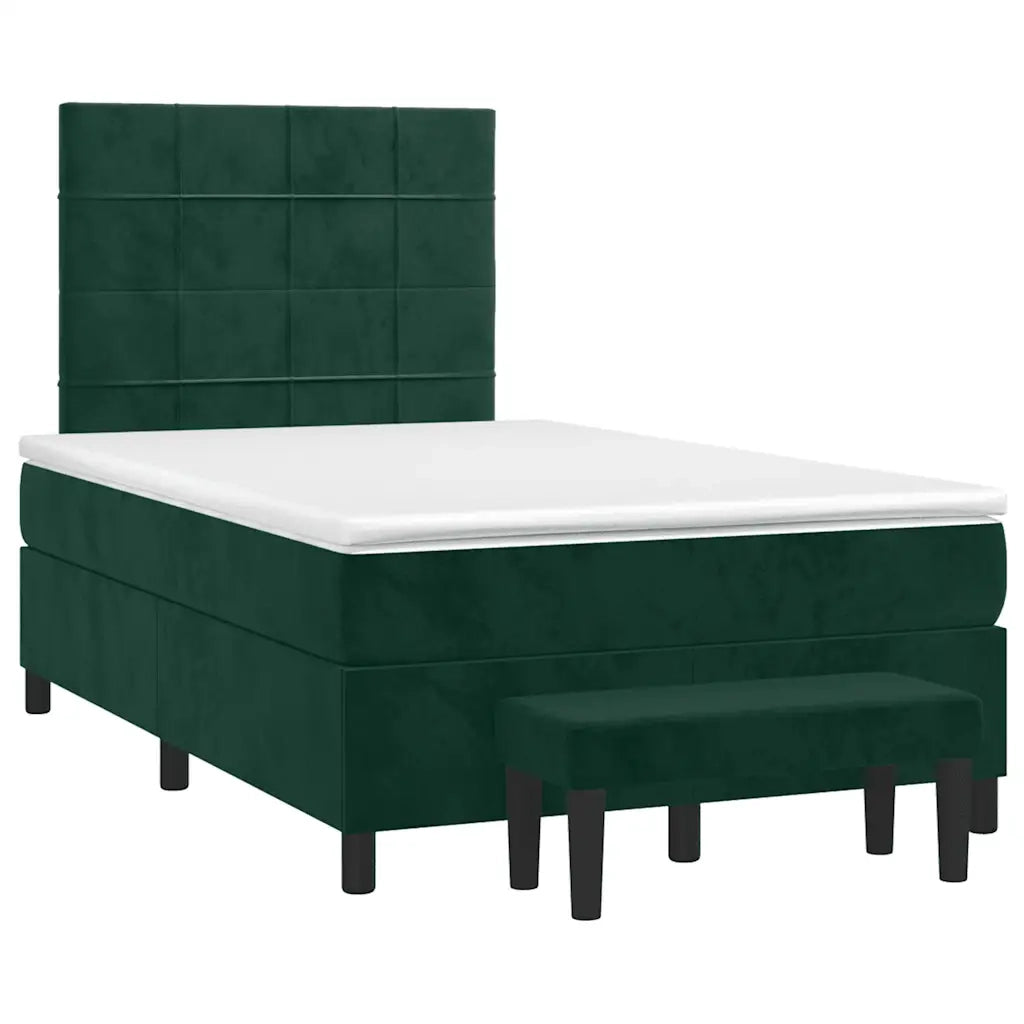 Giroletto a Molle con Materasso Verde Scuro 120x200 cm Velluto 3137836