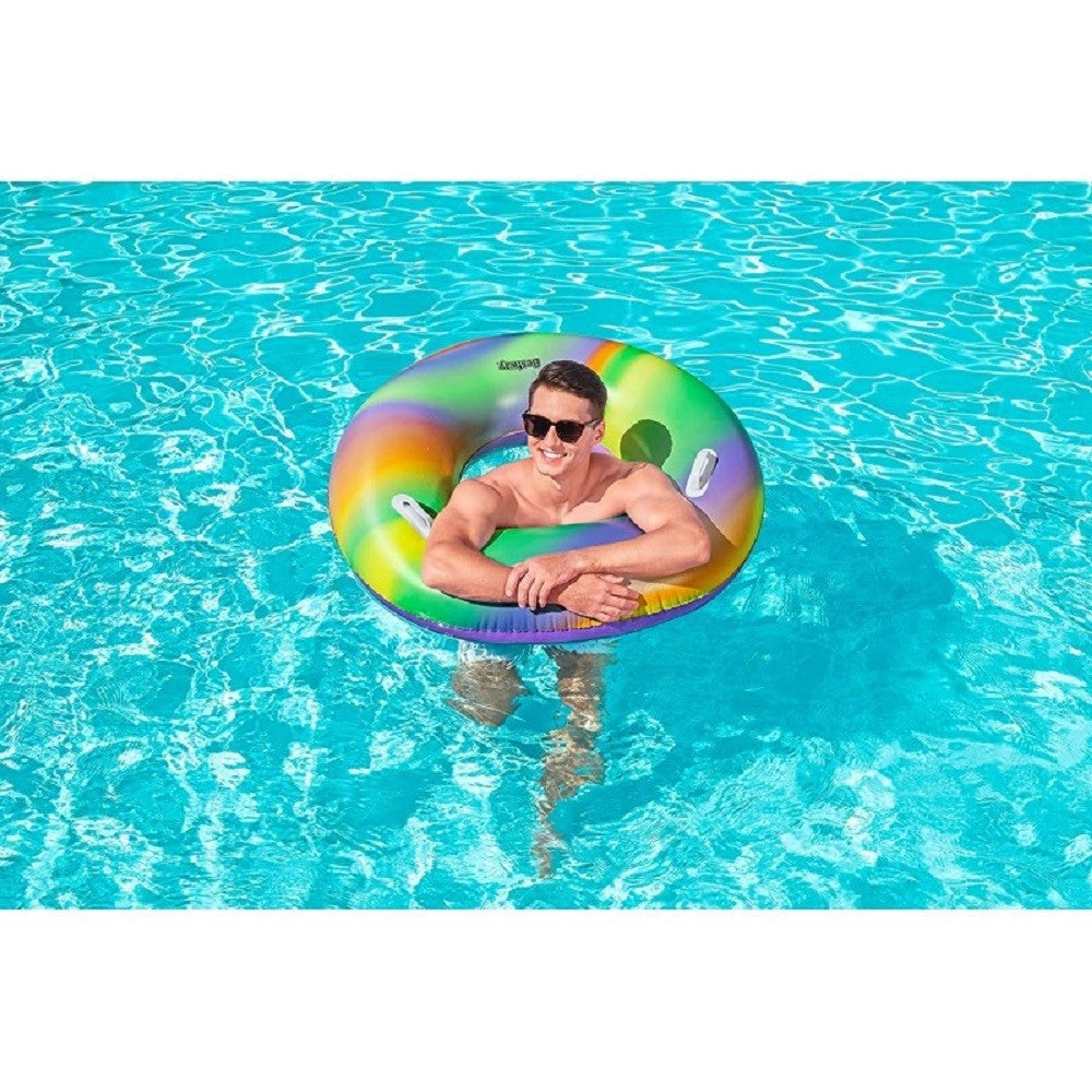 Trade Shop - Salvagente Fashion Rainbow Stampa Multicolore 119 Cm Con Maniglie Piscina 36352 -