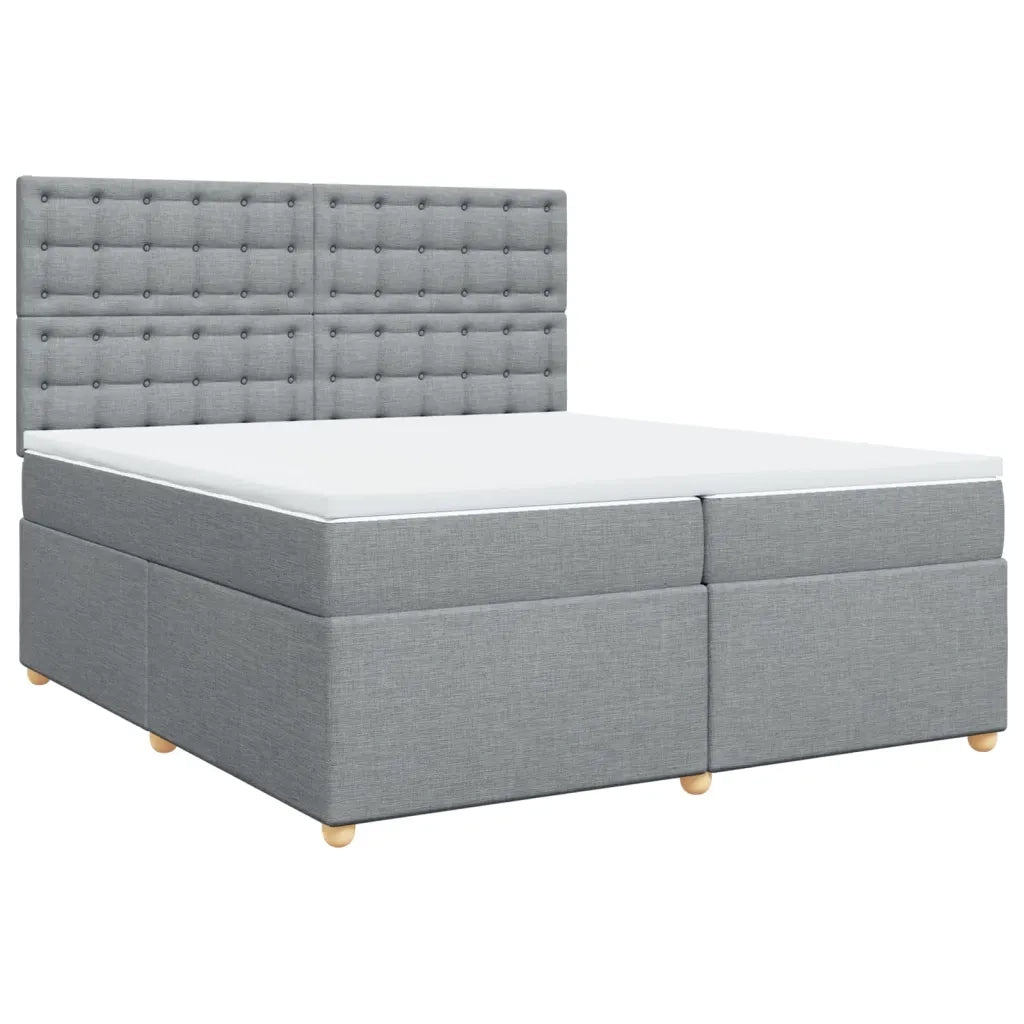 Giroletto a Molle con Materasso Grigio Chiaro 200x200cm Tessuto