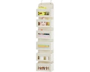 Opbergruimte perpendicolare per sopra la porta con 6 tasche trasparenti, appendiabiti con ganci in acciaio, organizzatore per capi di abbigliamento e accessori per bambini, camera da letto, cucina, bagno.