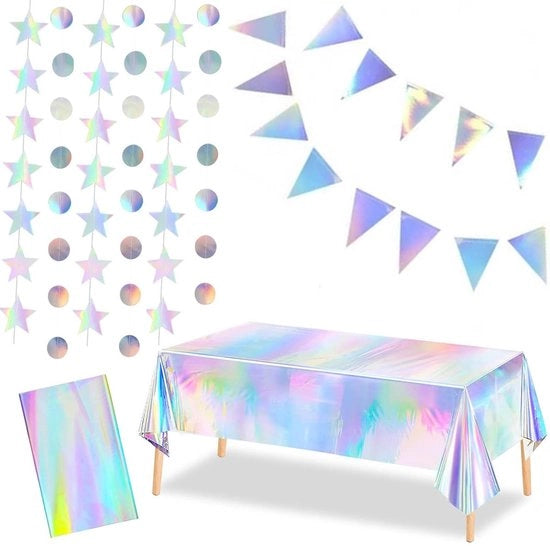Tavolo da festa holografico con bandiere e fucili