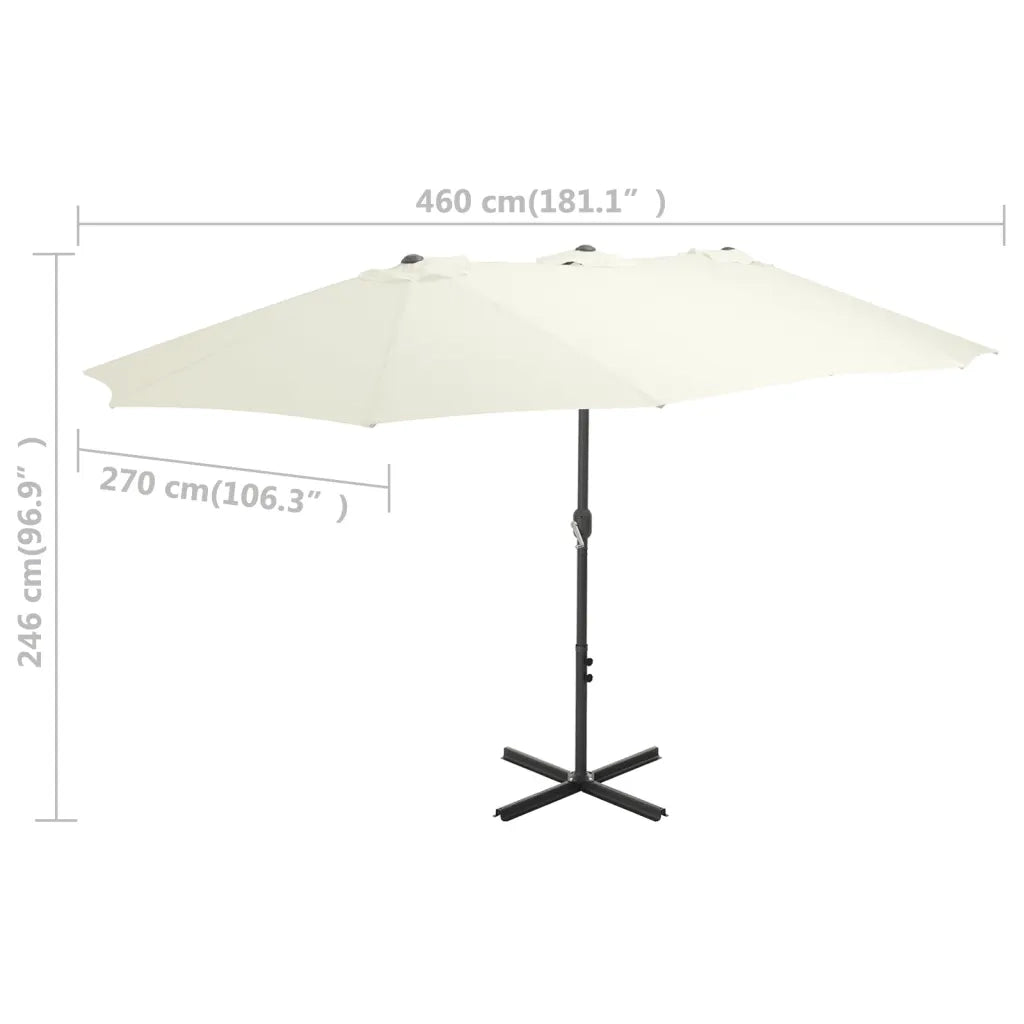 Ombrellone da Esterni-Ombrello da giardino con Palo in Alluminio 460x270 cm Sabbia