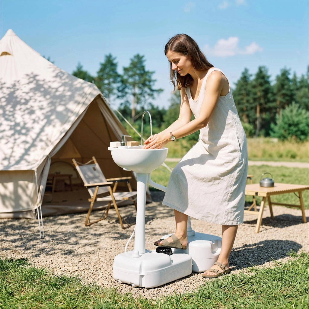 Lavabo Portatile con Serbatoio Acqua e Ruote ¨C zephmum ¨C 83x50x103cm