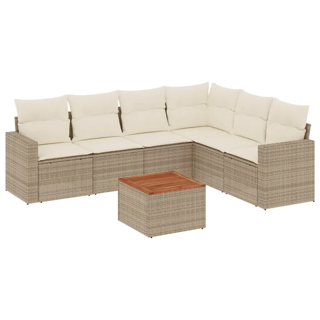 Set Divani da Giardino 7 pz con Cuscini Beige in Polyrattancod mxl 113643