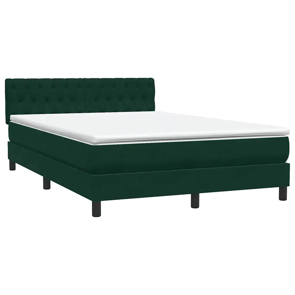 Letto a Molle con Materasso e LED Verde Scuro 160x220 cm Velluto 3317226