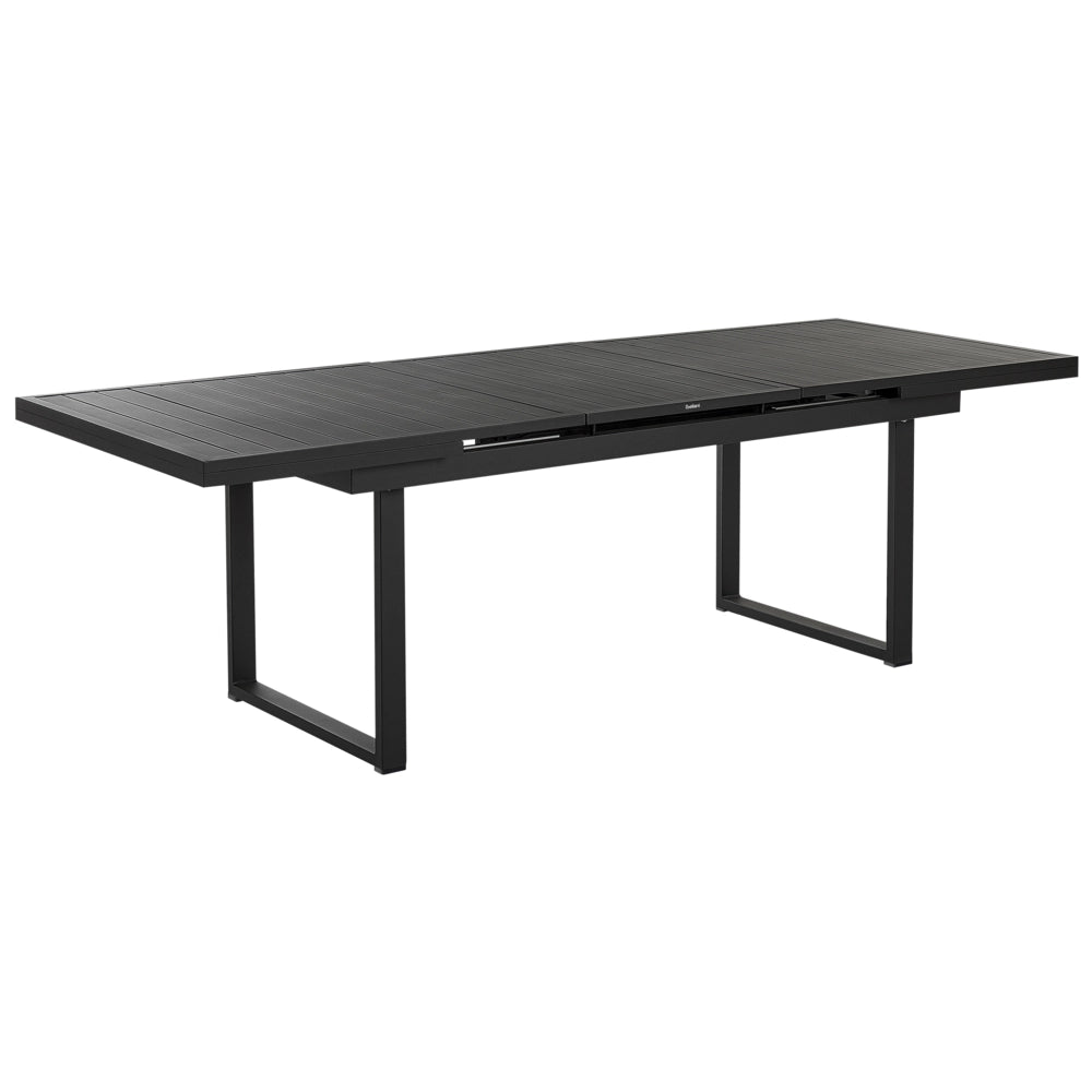Set mobili da giardino tavolo allungabile nero 180 x 90 cm in alluminio con 8 sedie