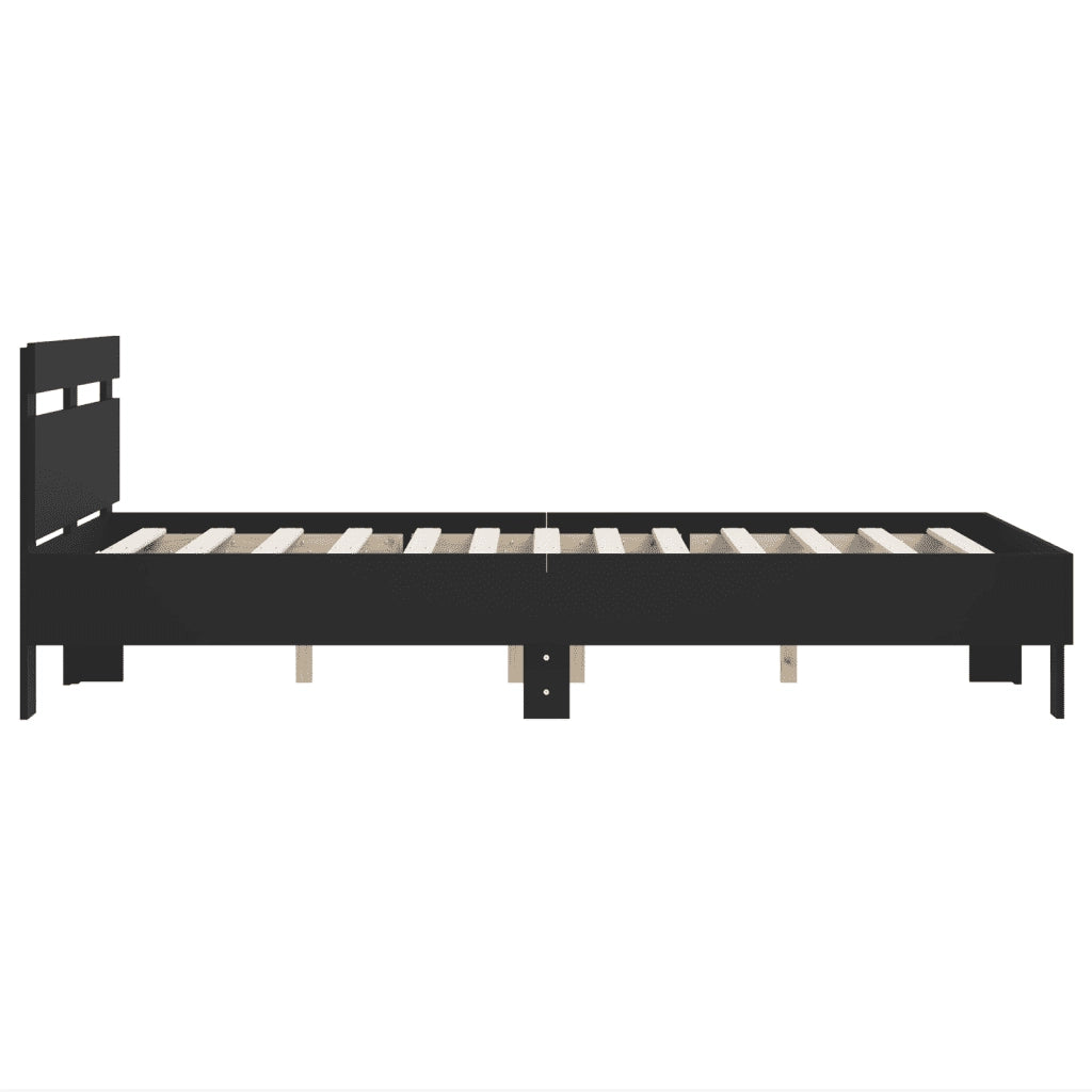 Giroletto con Testiera-Struttura Letto con testiera Nero 120x200 cm in Legno Multistrato