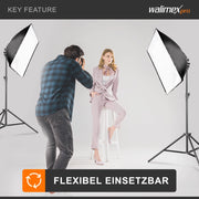 Set 2 Softbox rettangolari 40 x 60 cm con LED 35 W 2 Treppiedi per luci FT-8051 fino a 260 cm, luce diurna 5000 K per studio foto set fotografico