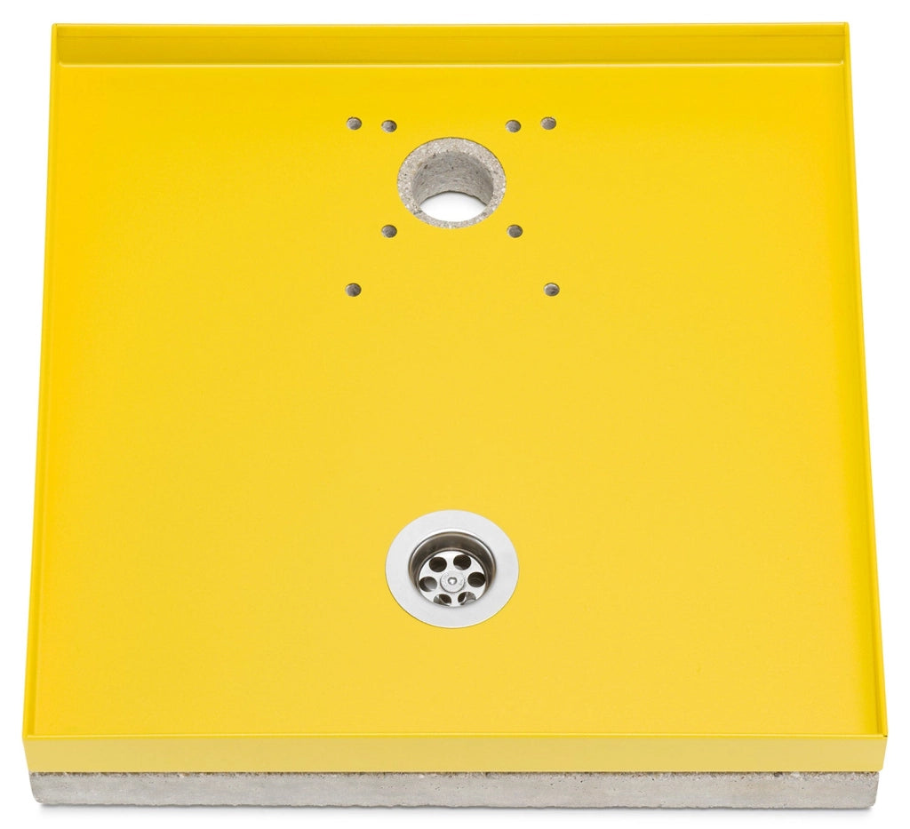 Base Portaciottolo per Fontane 40x40x8 cm in Metallo con Base in Cemento Belfer 42/BSE/10 Giallo