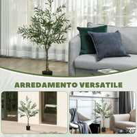 Pianta Artificiale di Ulivo 120 H cm con 450 Foglie e 20 Olive Vaso Incluso