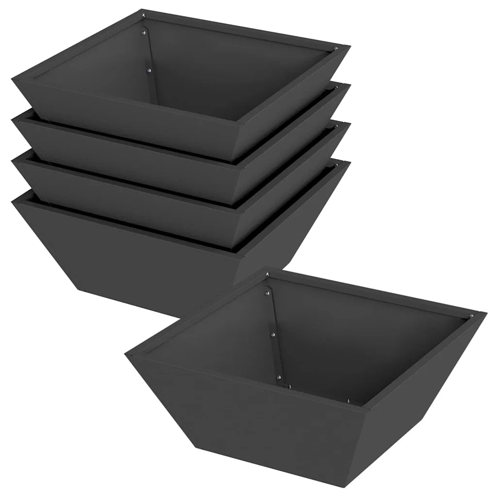 Fioriere | Cassetta per fiori | Vaso da giardino 5 pz Nero 40 x 40 x 15 cm