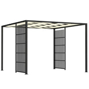 Pergola Gazebo da Giardino 295x295x210 cm Copertura Ondulata e Pannelli Laterali in Metallo Nero