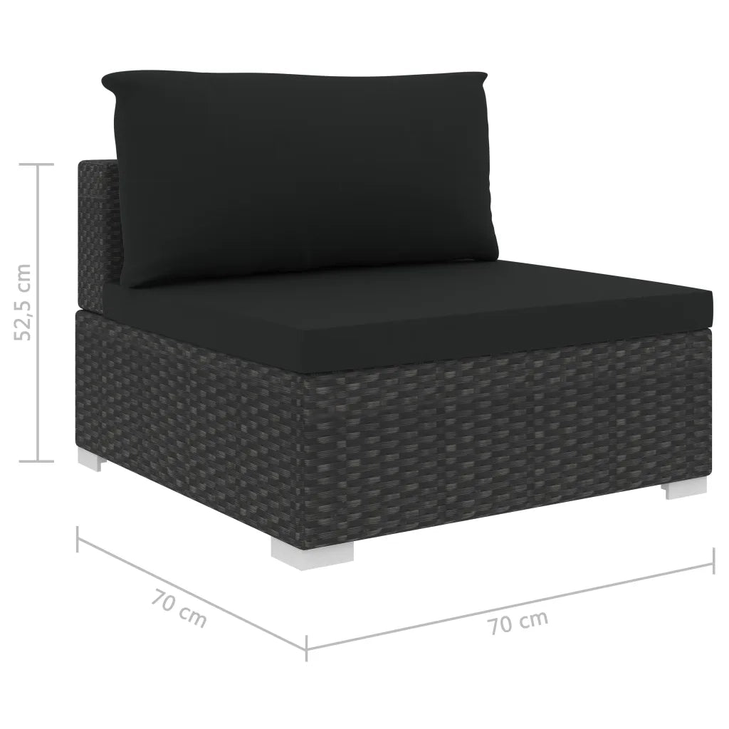 Set Divani da Giardino 5 pz con Cuscini in Polyrattan Nero cod mxl 32040