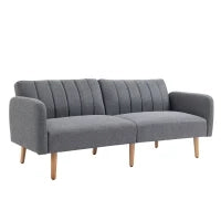 Divano Letto 2 Posti a 1 Piazza con Schienale Reclinabile in Tessuto 173x75x73cm - Grigio