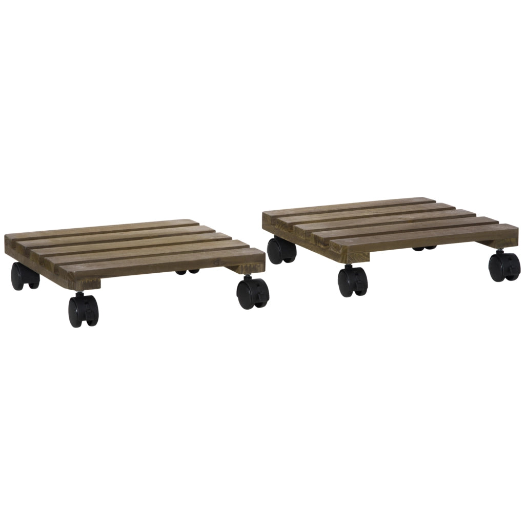 Supporto per piante con ruote in legno ¨C zephmum ¨C marrone scuro 50 kg