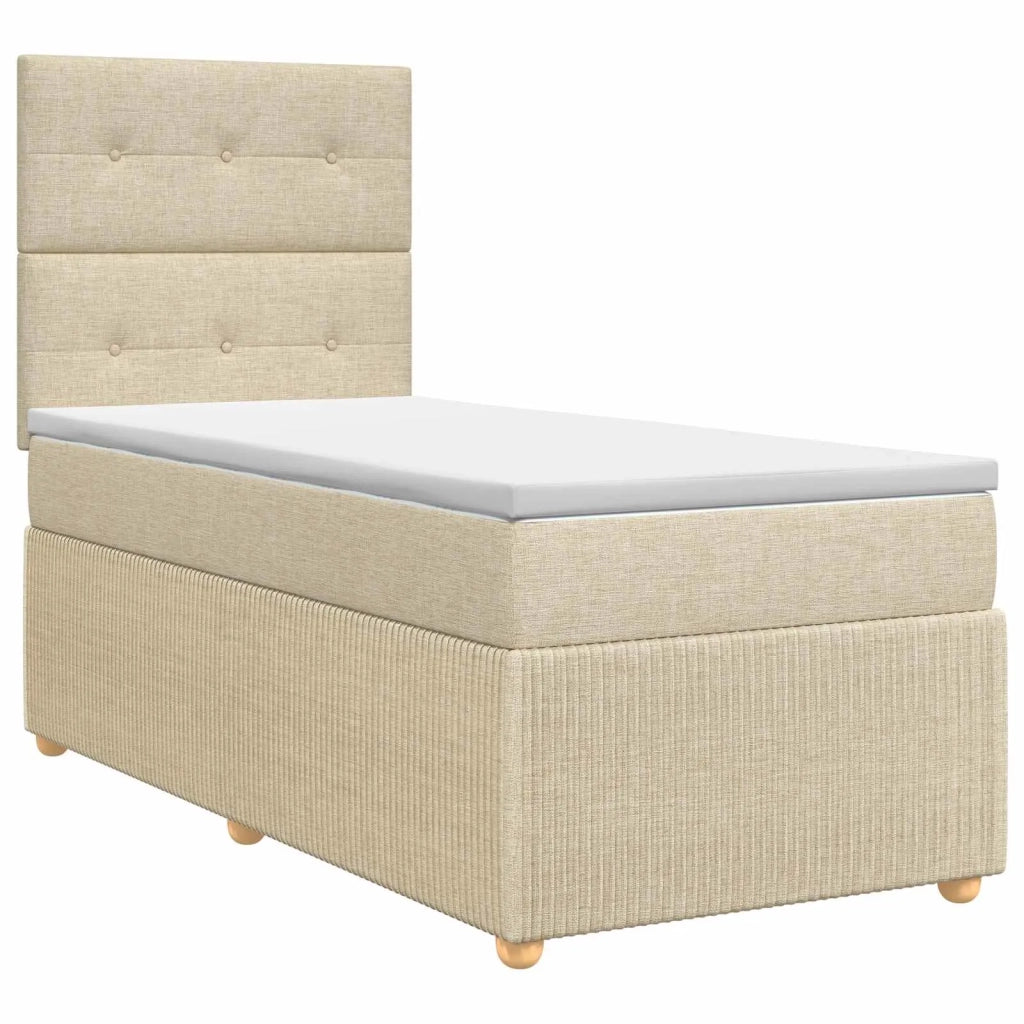 Letto box spring con materasso Crema 80 x 200 cm Tessuto 3454268