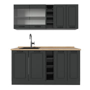 Vicco Cucina completa Casa di campagna antracite/antracite 160 cm , PL Rovere