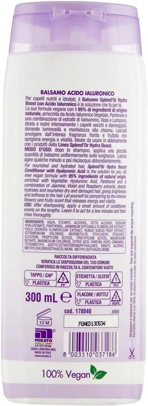 SPLEND'OR BALSAMO CON ACIDO IALURONICO 300M IDRATANTE PER CAPELLI SECCHI