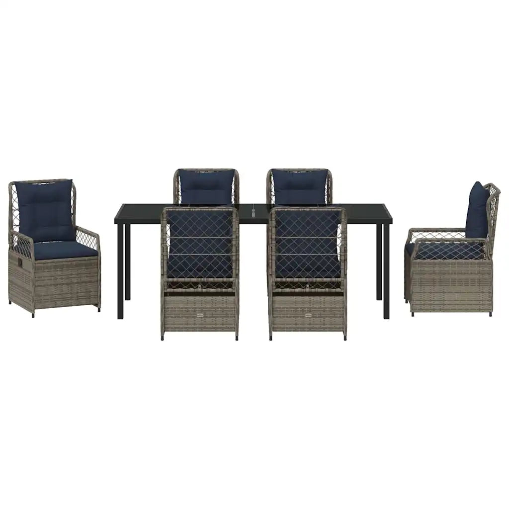 Set da Pranzo per Giardino 7 pcs Grigio polyrattan 3381056
