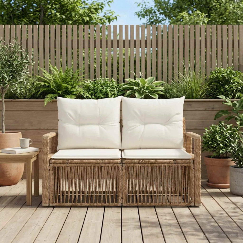 Divano da giardino 2-Numero di posti Beige polyrattan 42026706
