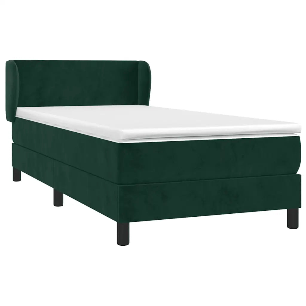 Giroletto a Molle con Materasso Verde Scuro 90x190 cm Velluto