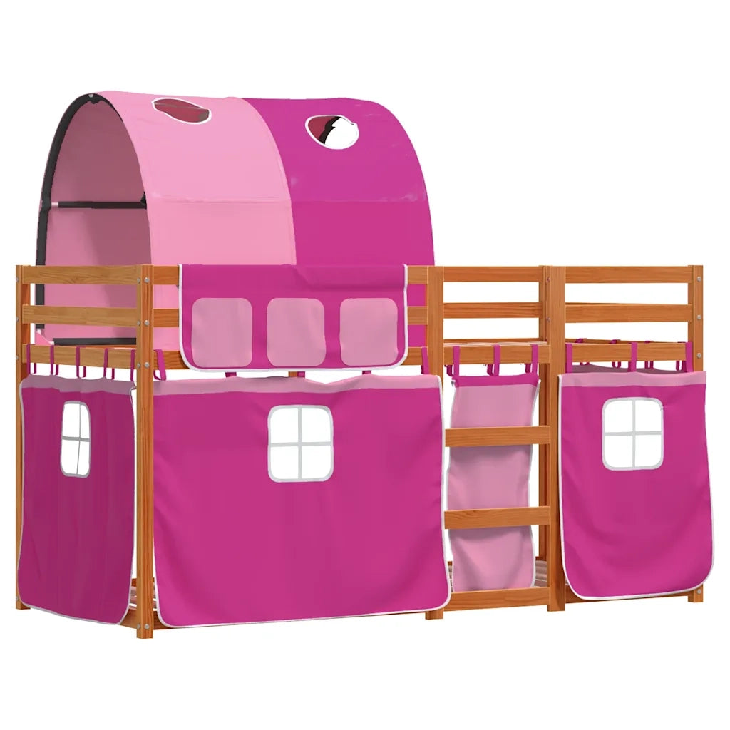Letto a Castello senza Materasso Rosa 90x190 cm Legno di Pino